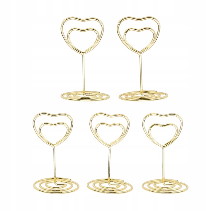 Set 25 suporturi metalice pentru numere de mese, aurii, 5x3x2,5cm
