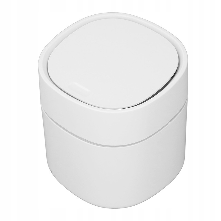 Mini cos de gunoi, alb, 14x13cm, set cu accesorii pentru comutator