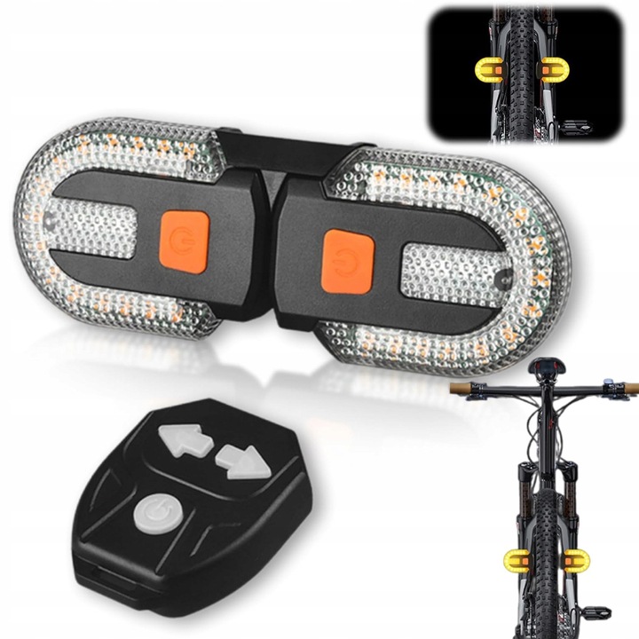LED kerékpár irányjelző szett távirányítóval, piros, vízálló, 2 darab