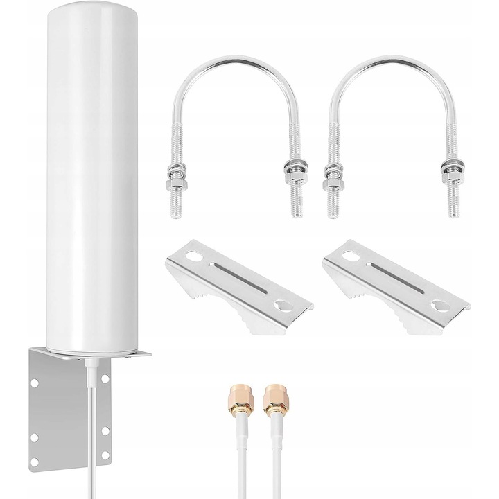 Antena 3G 4G LTE, 19dBi, alb, 5m cablu, set complet
