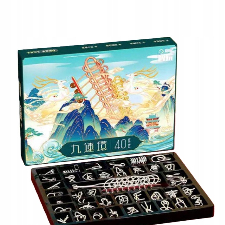 Set 40 Piese Puzzle Nine Ring Interlock, Multicolor, 36x29x3cm