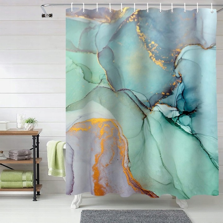 Zaslona de dus textila BOTC, antibacteriana, waterproof, 180x200cm