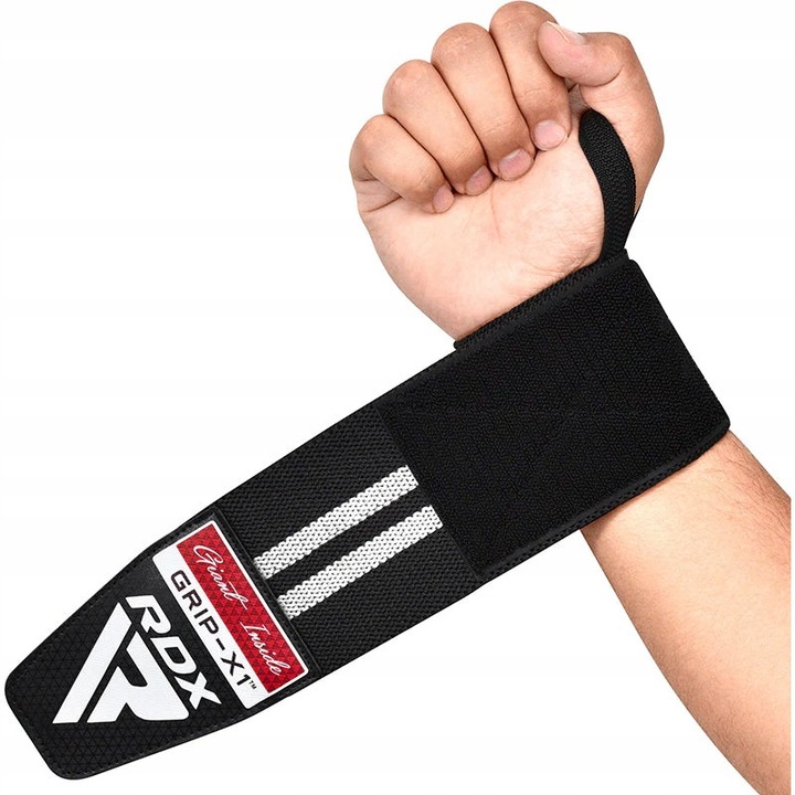 Banda pentru incheietura mainii, RDX, Wrist Wrap WR11, suport solid, 44,5x7,8cm, negru/alb, universal