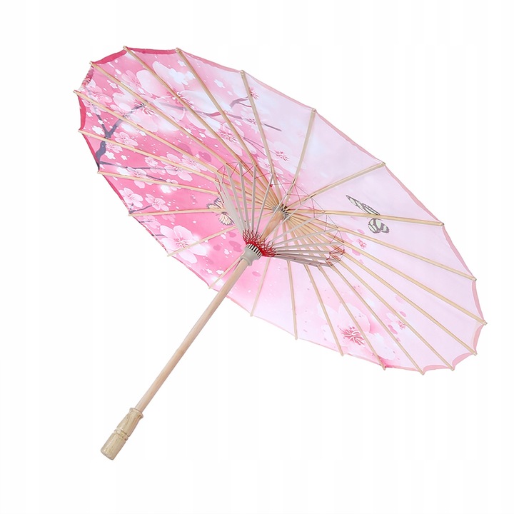 Umbrela de soare, bambus, roz, 82cm