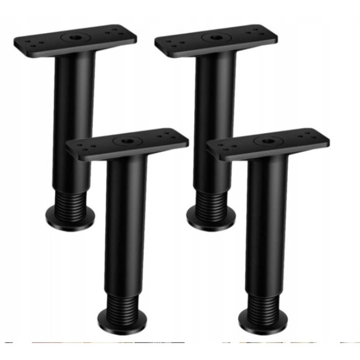 4 db állítható ágyláb készlet, 18-34 cm, fekete