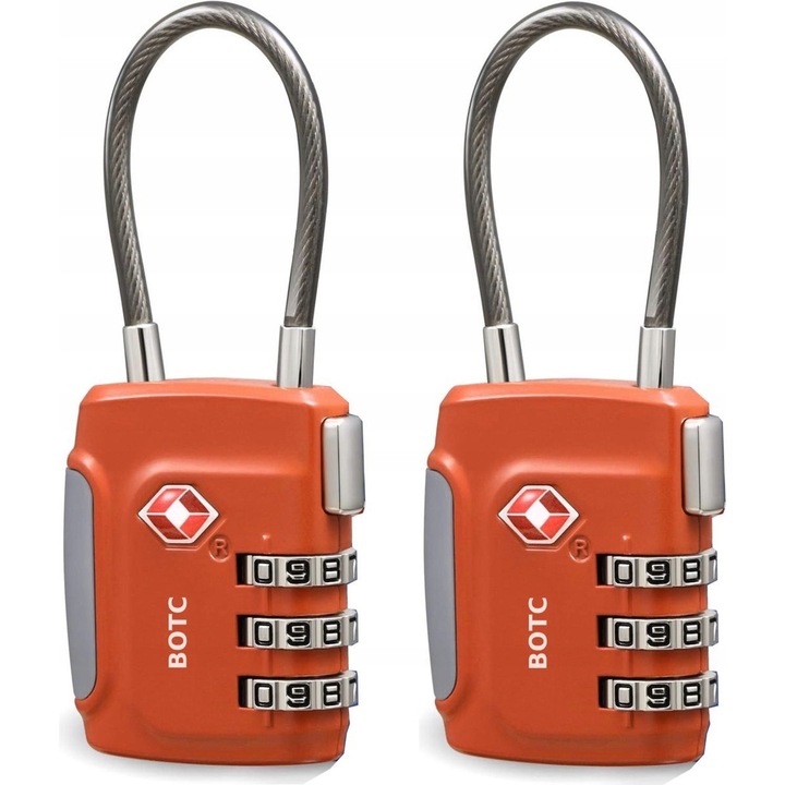 TSA poggyászpánt, BOTC, 2 darabos szett, narancssárga színű, ellenálló és rugalmas