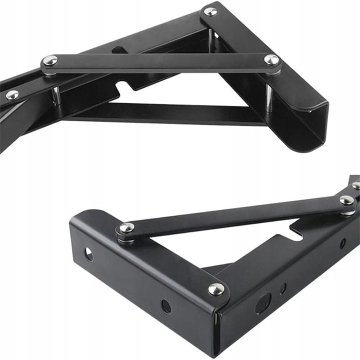 Set 2 suporturi pliabile pentru rafturi, 400mm, capacitate 100kg, metal negru