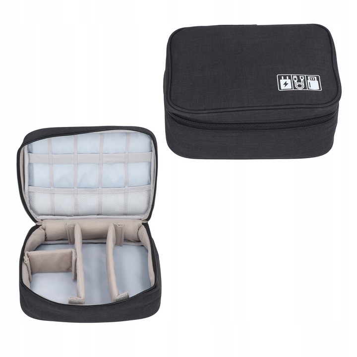 Geanta pentru expresoare de cafea, neagra, 25x19x10cm, set cu compartimente