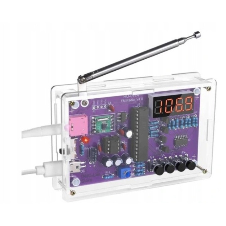 Radio cu ceas, kit DIY, FM, display digital