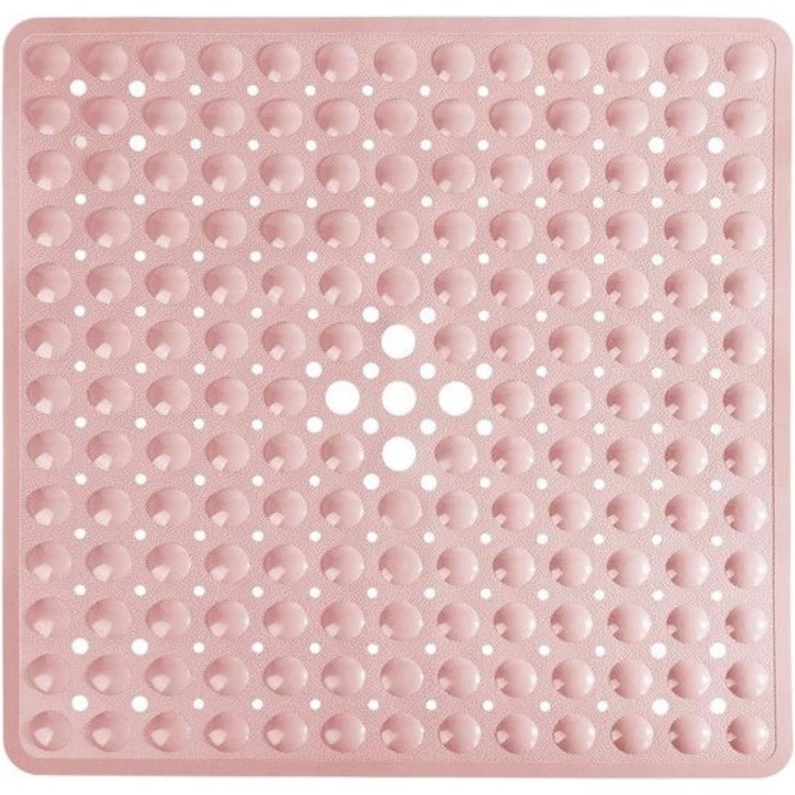 Csúszásmentes kádelőke, BOTC, rózsaszín, 53x53 cm, 164 tapadókorong, 149 vízelvezető nyílás