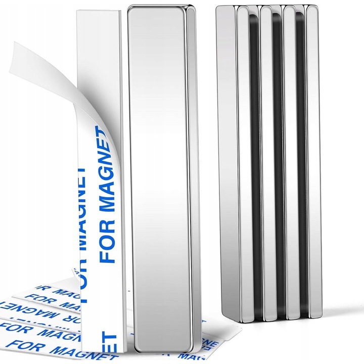 5 db neodímium mágnes öntapadós tartóval, 60x10x3mm, BOTC