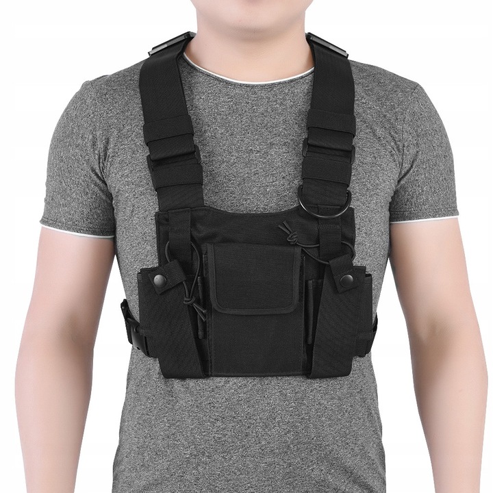 Borseta sport, nylon, neagra, 46x26cm