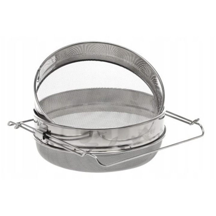 Sitou dublu din otel inoxidabil pentru filtrarea mierii, 24 cm, extensie 40 cm