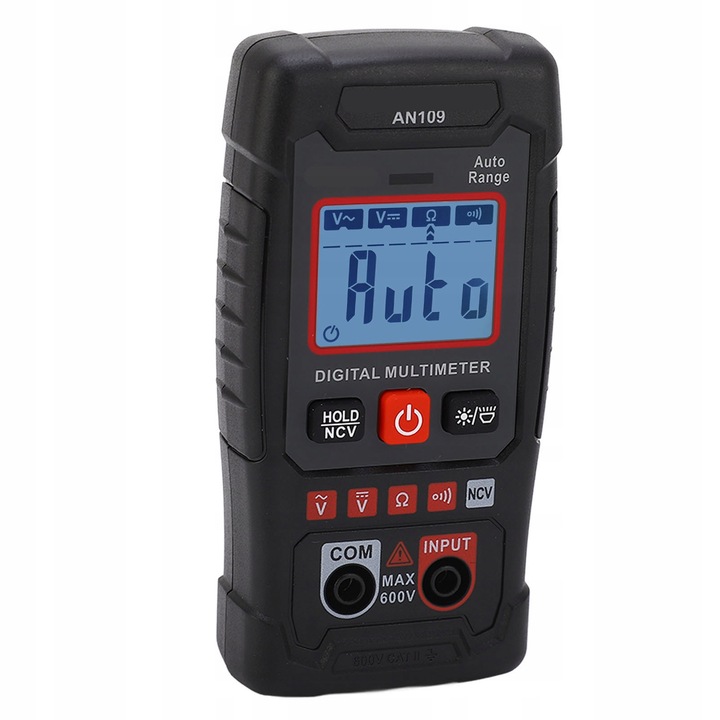 Multimetru digital AN109, masurare AC/DC, rezistenta, 600V, 0-40°C, cu LED, set complet
