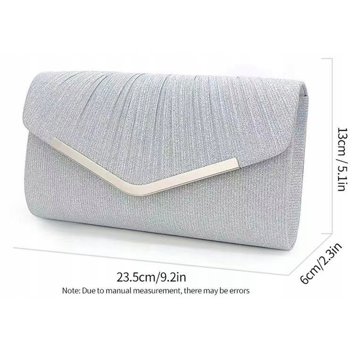 Geanta dama Floraweg, argintie, pentru evenimente, set