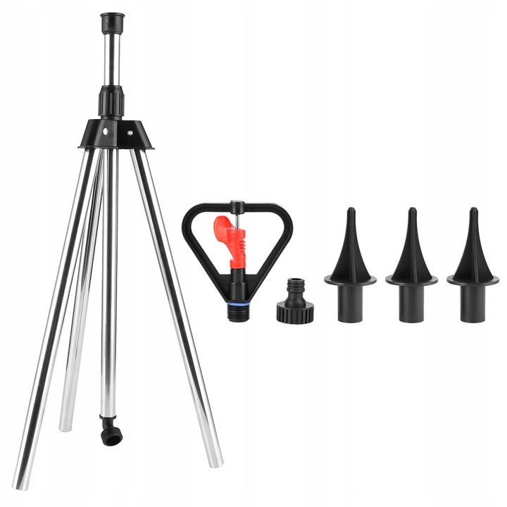 Fém forgó locsoló 360, állvánnyal, 52cm, kerti öntözéshez, fekete