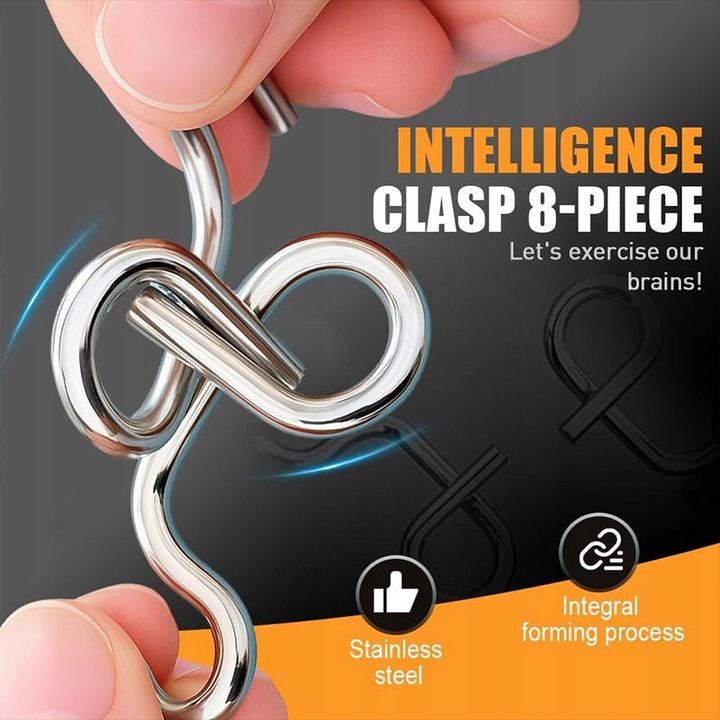 Set 8 puzzle metalice, jocuri logice, coordonare ochi-mana, multicolor