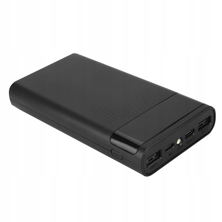 Power bank 6 sectiuni 18650 cu carcasa, incarcare rapida, 5V/3,1A, negru, 14,5x7,5x2,5cm
