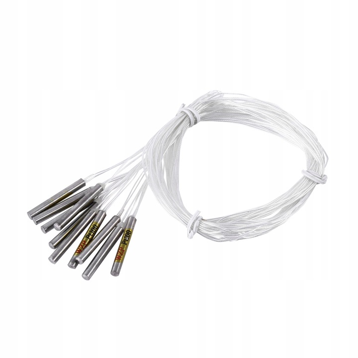 10 db PT100 hőmérséklet érzékelő készlet, 4x30mm, -20 és 250°C között, platina ellenállás, 50cm kábel
