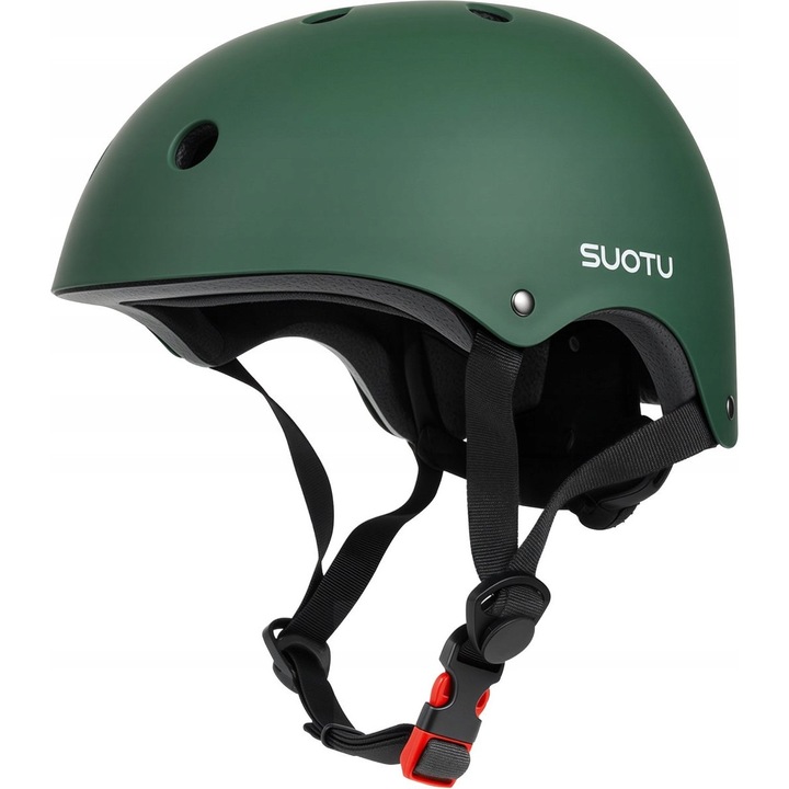 Casca de protectie sport Suotu pentru copii, verde, dimensiune S, 11 ventilatii, set cu 2 captuseli detasabile