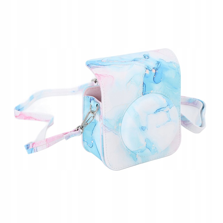 Futeral pentru aparat foto Fujifilm Instax Mini 12, design flip, material PU, cu curea ajustabila, multicolor