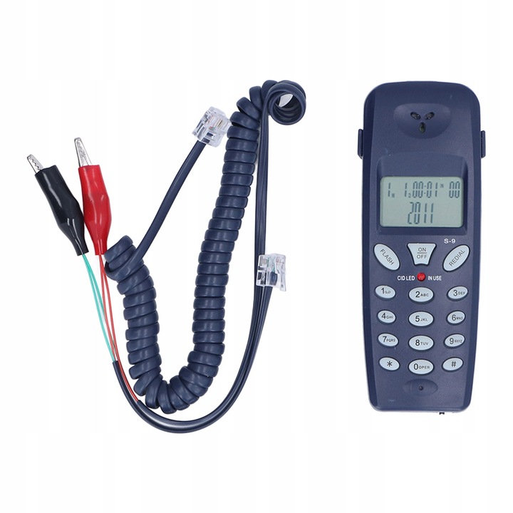 Telefon cu fir, identificare numar FSK/DTMF, display LCD 16-bit, culoare neagra, set complet