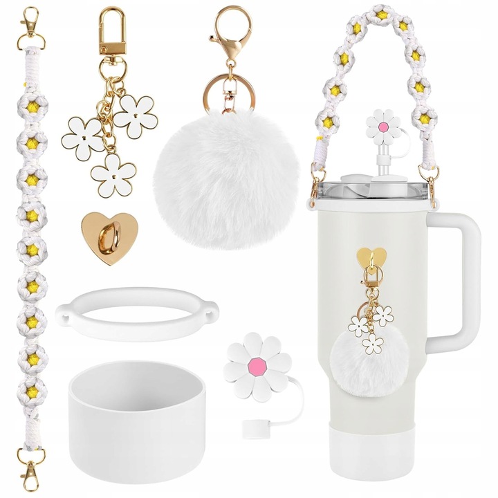 Accesorii pentru cana, suport, ornamente pentru cana, brelocuri, set de 7 bucati