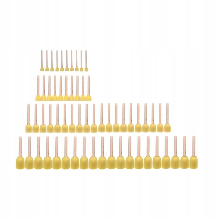 Set 60 pensule rotunde din spuma pentru pictura, galbene, dimensiuni variate