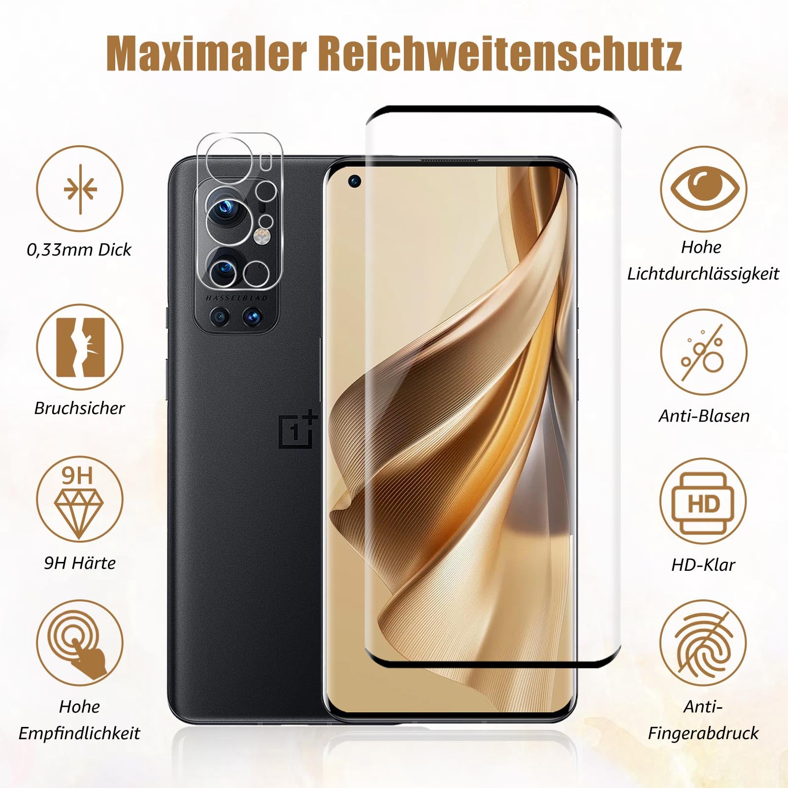 Folie Protectie Cable Leader OnePlus 9 Pro 5G Sticla Temperata 2+2 Negru
