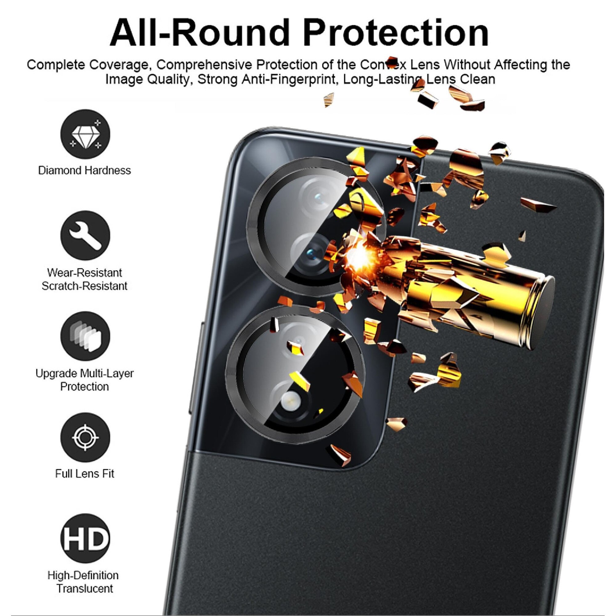 Folie Protectie Giopuey Honor 90 Smart, Metal + Sticla Temperata, Colorat Multicolor