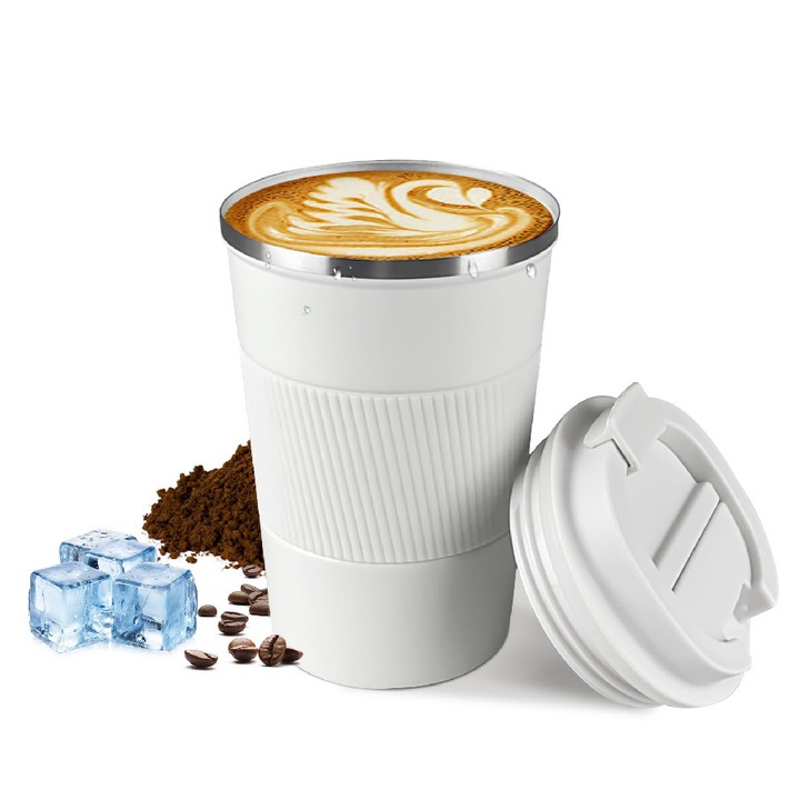 Cana termos, SuooTci, inox, alb, 510ml, 7x17cm