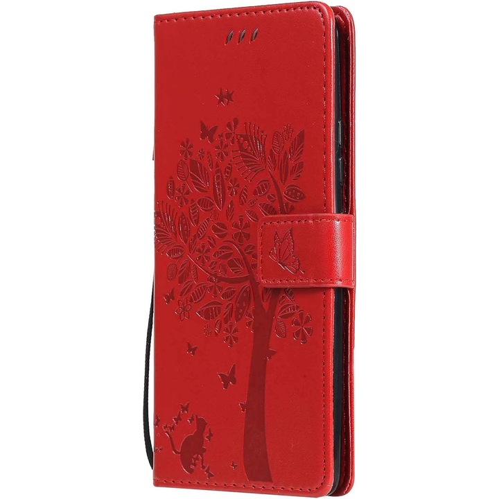 Husa GOKEN Xiaomi Poco F5, Rosu, PU Piele Flip Cu Buzunare