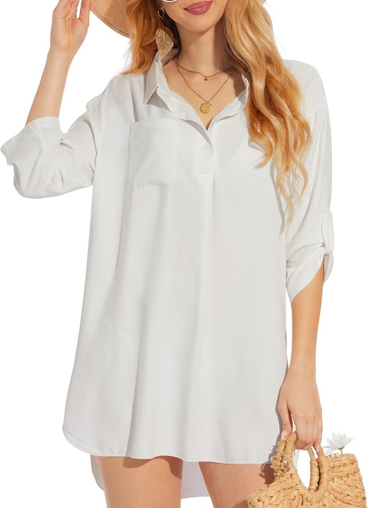 Kiiwah Rochie Plaja Vara Femei, Tunic, V-Neck, Acoperire Costum Baie