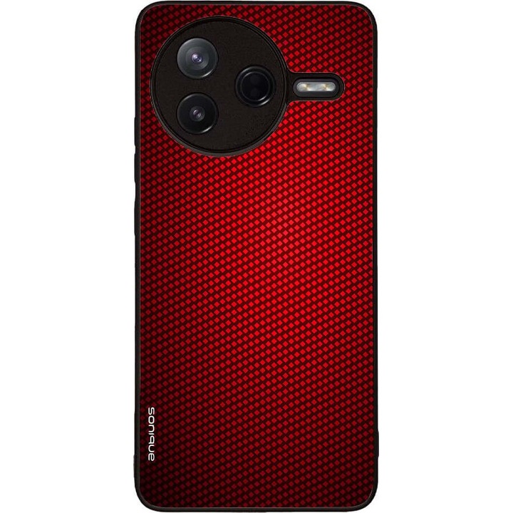 Husa telefon Sonique Carbon Series, rosie, silicon, antisoc, pentru Xiaomi Poco F7 Pro 5G