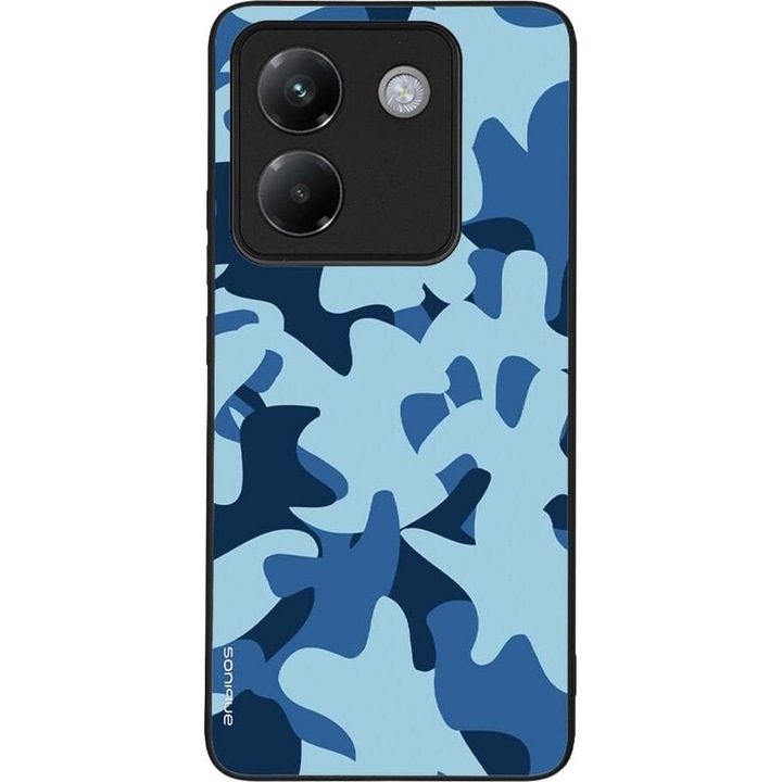 Husa telefon Sonique Camouflage Army pentru Xiaomi Poco M7 Pro 5G, silicon, antichoc, albastru