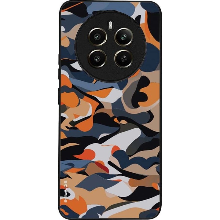 Husa telefon Sonique Camouflage Army, silicon, antisoc, portocalie, pentru Realme 12 Plus 5G