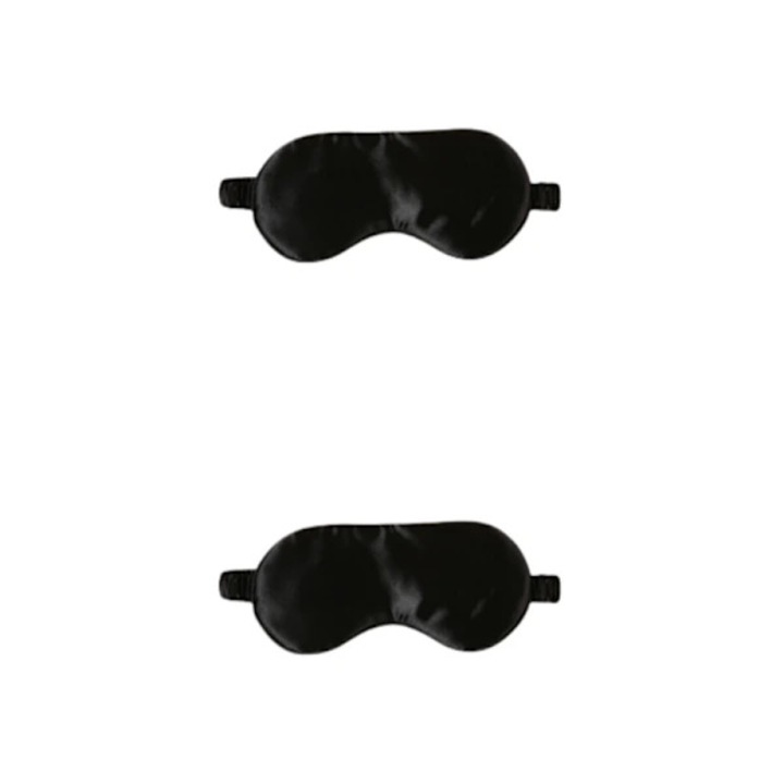 Masca de somn set 2 bucati, neagra, material matase artificiala, 20.5x9.5x0.3cm
