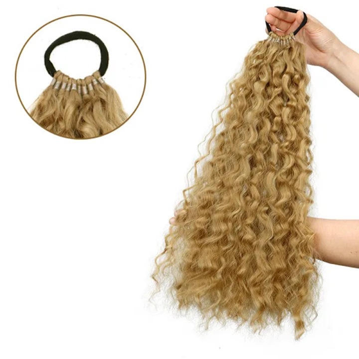 Extensie coada ondulata, 45x12x3cm, fibra sintetica, auriu, set 1 bucata