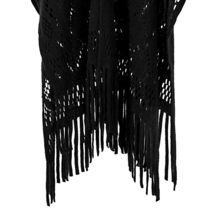 Sal tricotat elegant, negru, 140x110cm, set 1 buc.