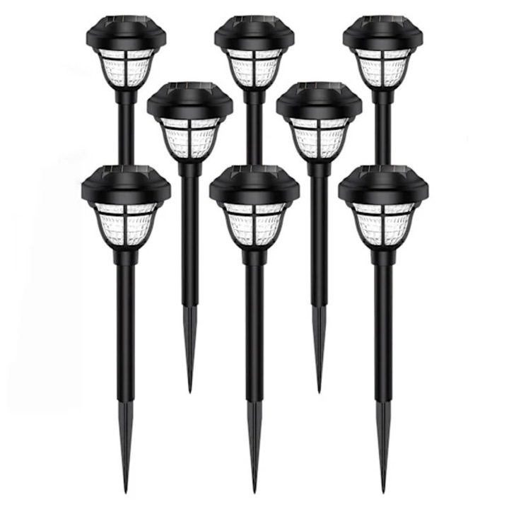 Set 10 Lampi Solare pentru Exterior, Negru, 34x8.5x8.5cm