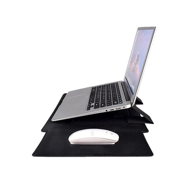 Husa laptop 3 in 1 cu suport de racire, neagra, 37.4x28x1cm, design extensibil, impermeabil