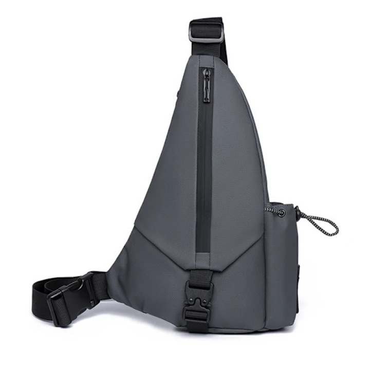 Férfi táska, vízálló, szürke, 35x24x9cm, mellkasi táska szett