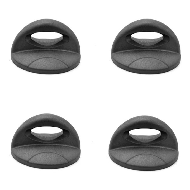 Capace vase pentru gatit, set 4 bucati, negru, ABS, dimensiuni S: 6.4x6.4x3.3cm, L: 7.4x7.4x4.5cm