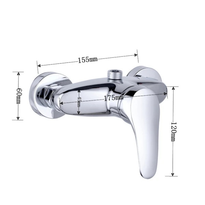 Baterie sanitara cu apa in sus, cupru, 17.5x12x6cm, argintie, set cu racord si cot