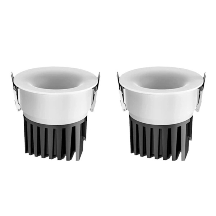 Set 2 Spoturi LED incastrate 10W, 75mm, alb, unghi ajustabil, disipare rapida a caldurii