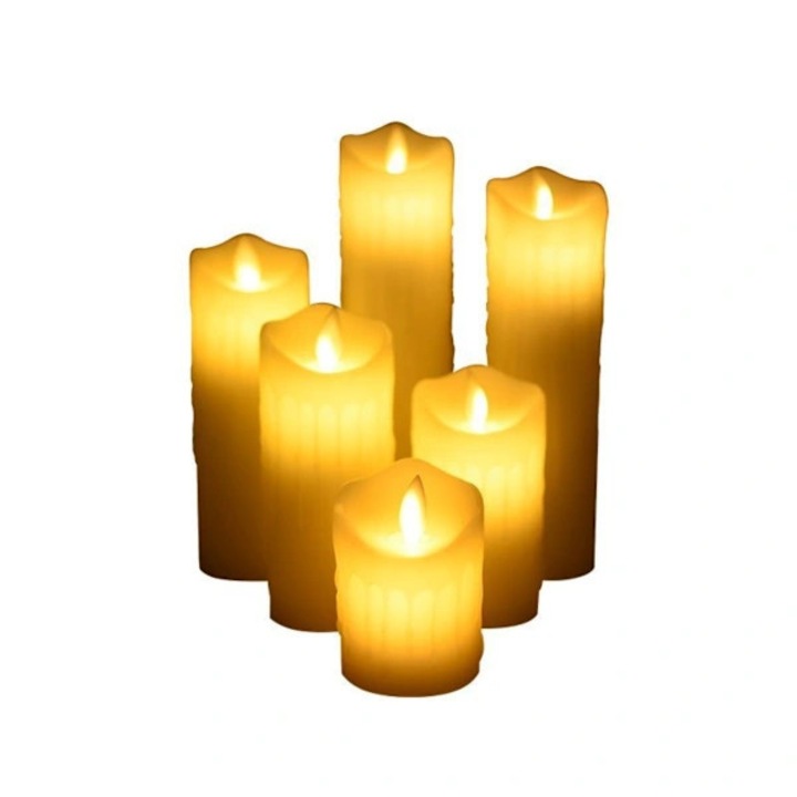 Lángmentes LED gyertya szett, fehér, 7.5x12.5cm, távirányítóval és USB töltéssel