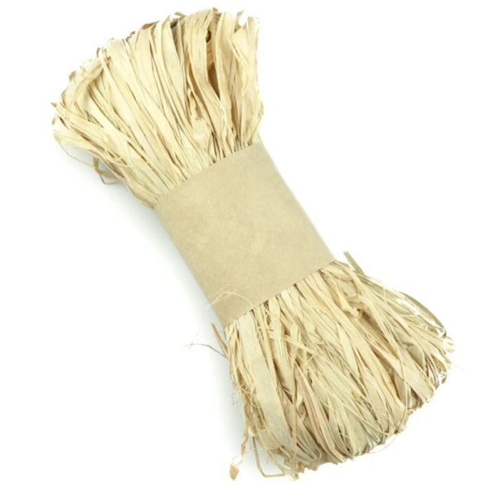 Természetes raffia zsinór, 50g, bézs, 100x0.2cm, készlet kézműves és dekorációs célokra