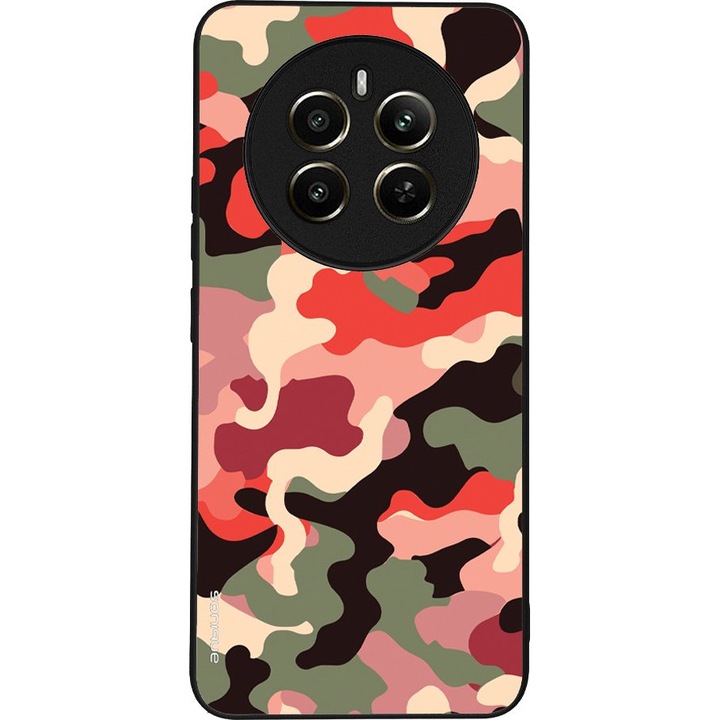 Husa telefon Sonique Camouflage Army, silicon, rosu, pentru Realme 12 Plus 5G