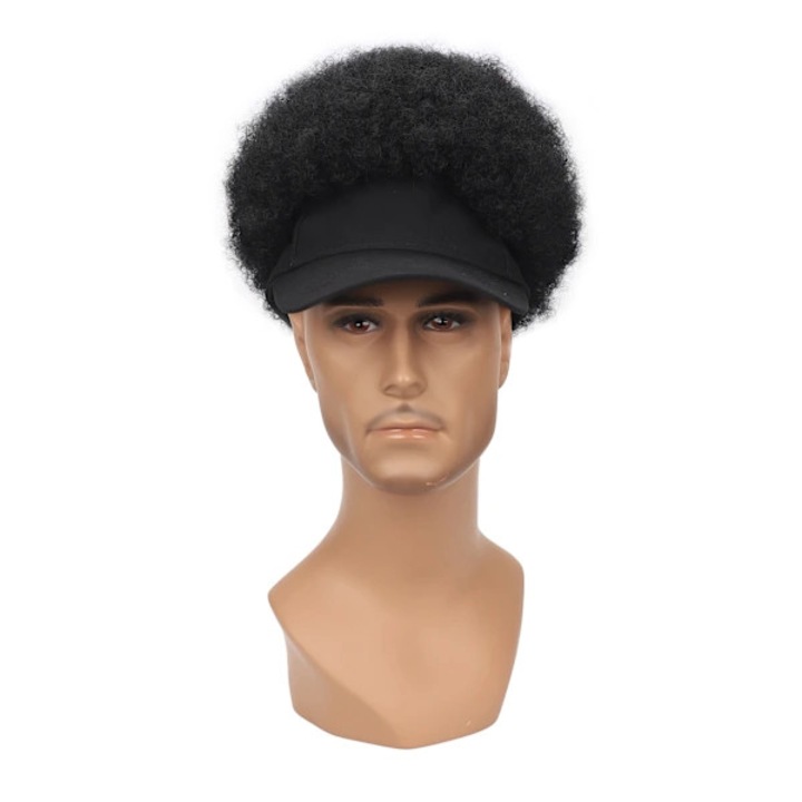Caciula cu peruca pentru barbati, neagra, 29x26x15cm, stil afro, set peruca inclusa