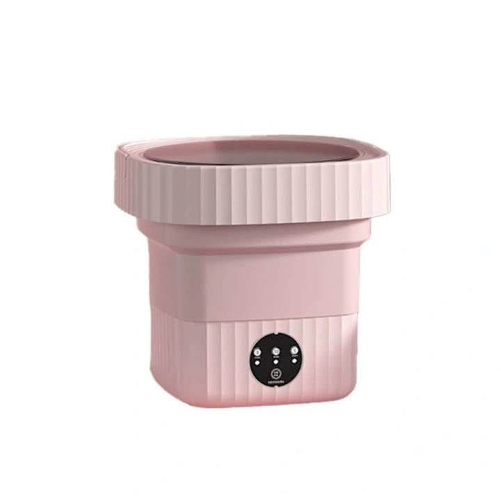 Masina de spalat portabila pliabila, capacitate 6L, sterilizare cu lumina albastra, sistem de drenare extern, roz